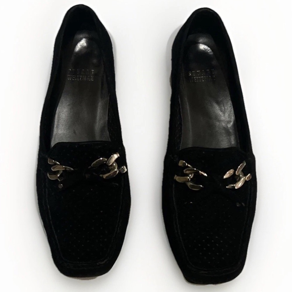 Stuart Weitzman Lincoln Loafers Low Heel Slip On Leather Shoes 7W Designer
